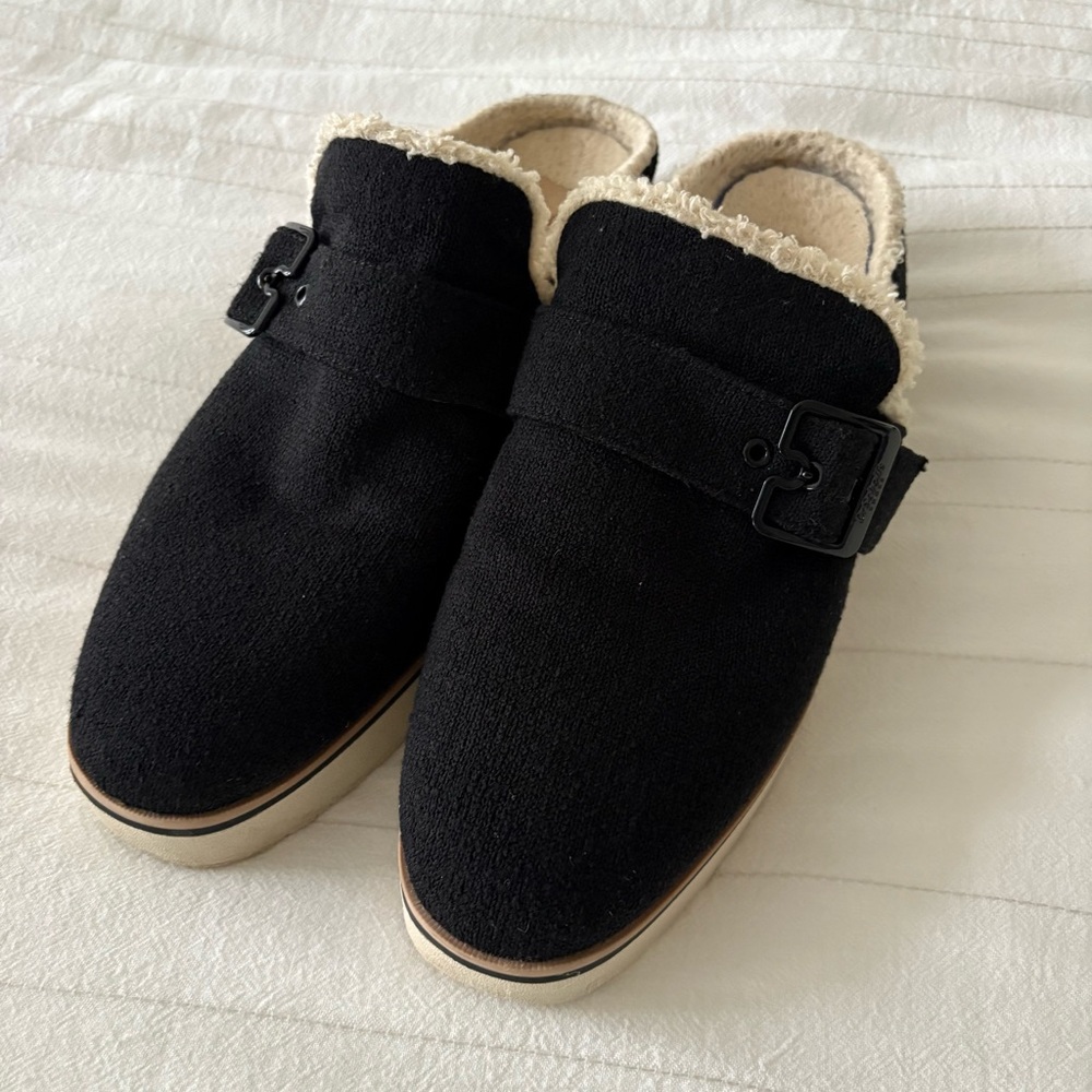 Dr. Scholl’s Platform Sherpa Mules Black Cream‎ Women’s 11